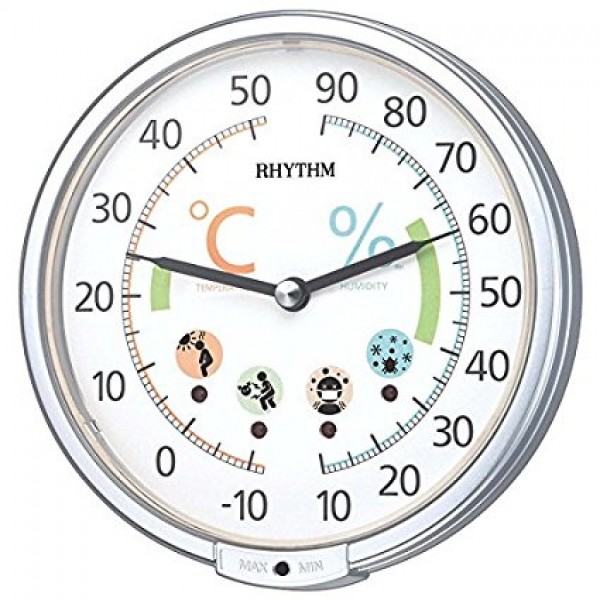 Rhythm Thermometer & Hygrometer Wall Clock 17x17x4cm